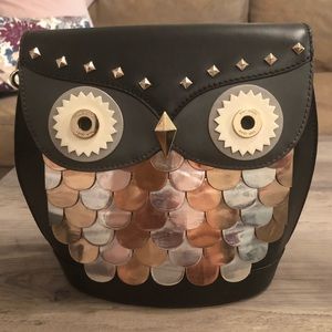 Rare Kate Spade Owl Leather Metallic Crossbody